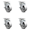 Service Caster 4 Inch Semi Steel Wheel Swivel Top Plate Caster Set with Brake SCC-20S415-SSR-TLB-4